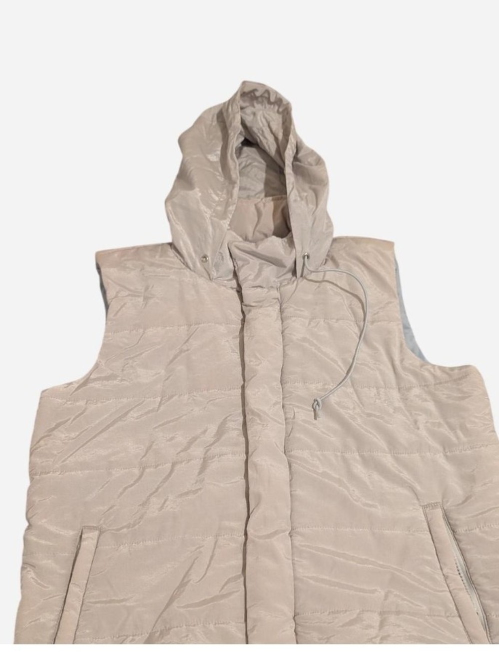 Pre-owned Ralph Lauren Hooded Puffer Vest in Light Beige